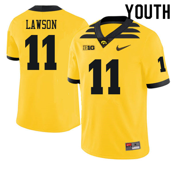 Youth #11 AJ Lawson Iowa Hawkeyes College Football Jerseys Sale-Gold